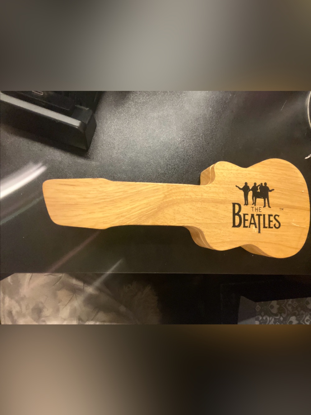 The Beatles Wood Guitar Case Accent with Brown Leather Strap